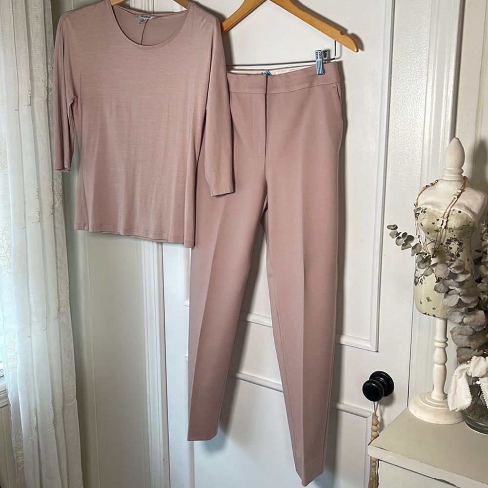 MaxMara Mauve Rose Top Pants Dress Set M